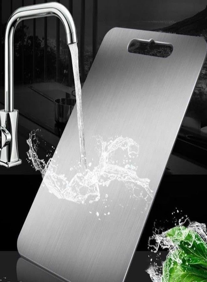 iSTAR Stainless Steel Rectangular Chopping Board | Double-Sided Metal Kneading Board with Round Corners | Non-Slip, Rust-Proof, Heavy Duty Cutting Board for Vegetables, Fruits, Meat and Bread - Image 3